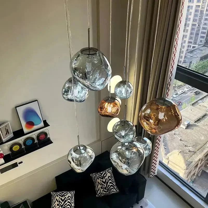 Conjunto Completo Lustre Pendente Moderno Luxuoso Lava Macaron Nórdico