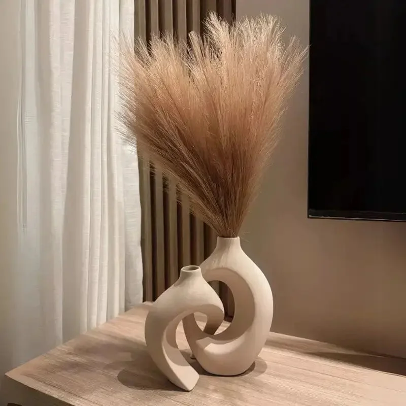 Conjunto Vaso Decorativo Abrazzo em Cerâmica