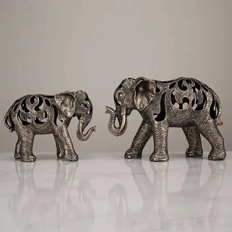 Escultura Elefante Oco em Resina - Estilo Retro