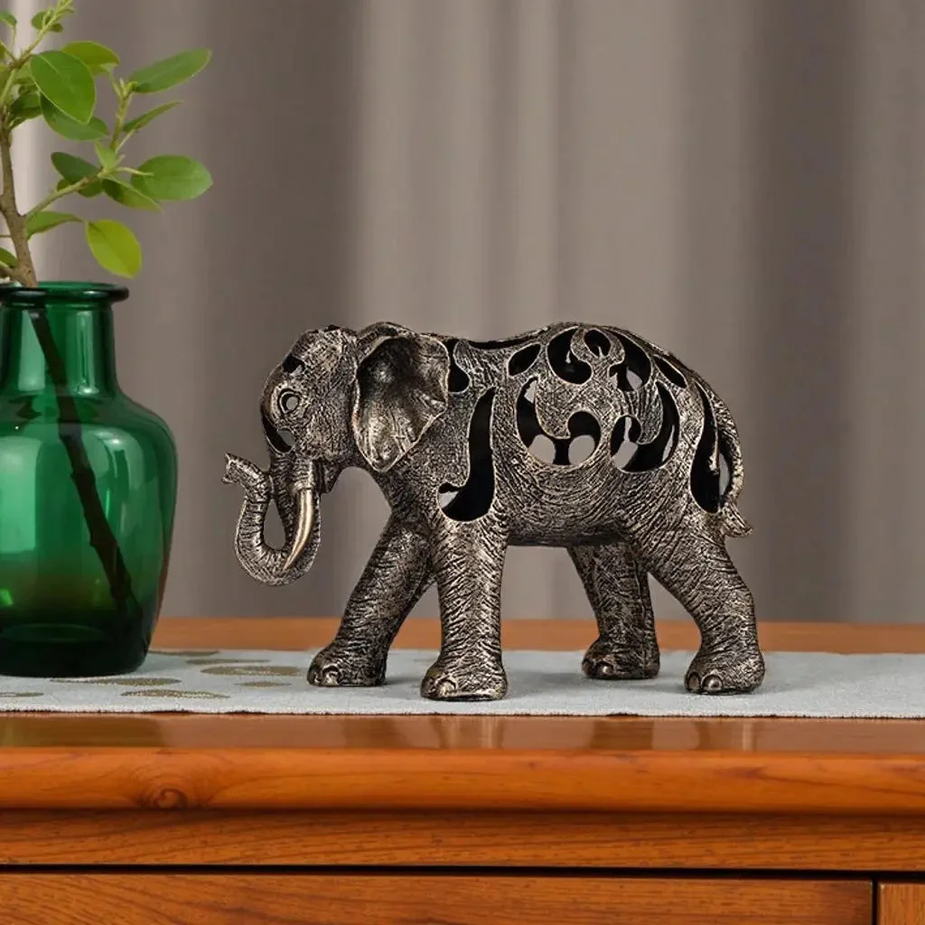 Escultura Elefante Oco em Resina - Estilo Retro