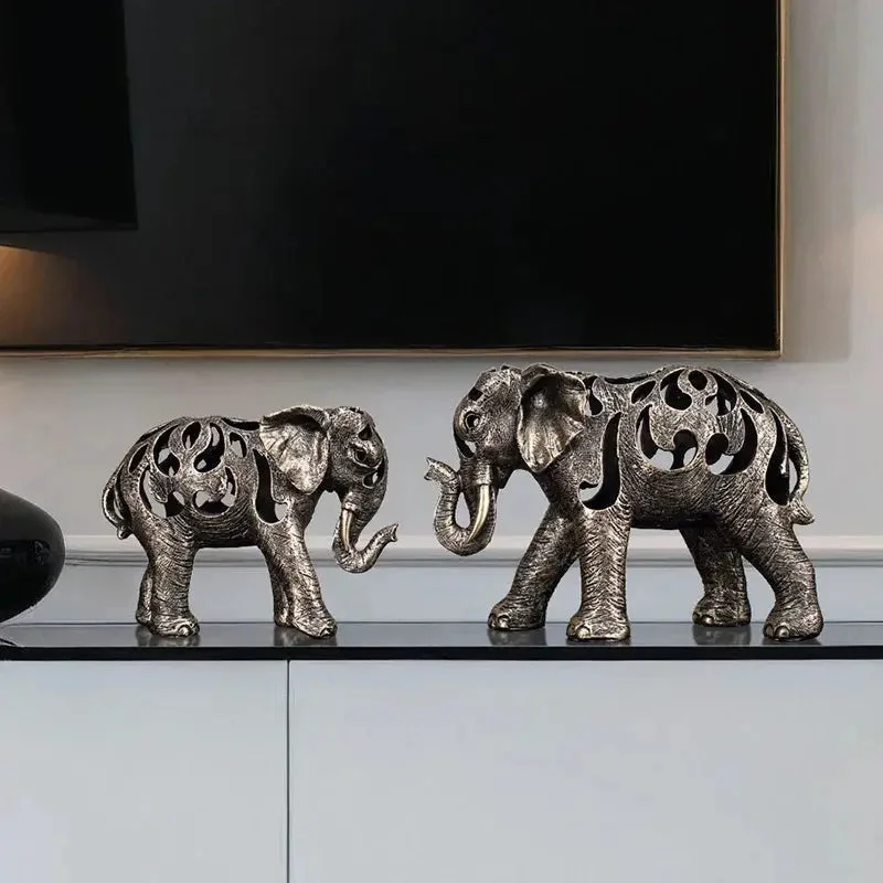 Escultura Elefante Oco em Resina - Estilo Retro