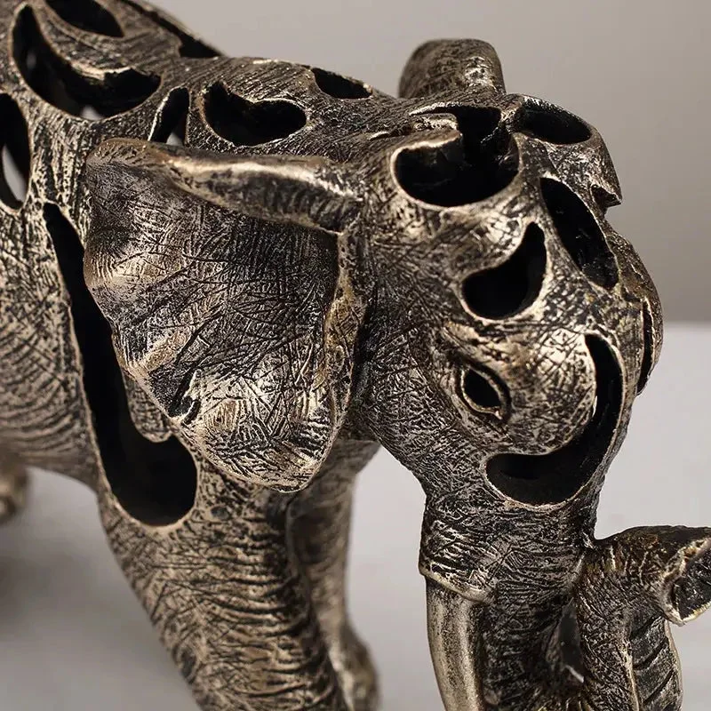 Escultura Elefante Oco em Resina - Estilo Retro