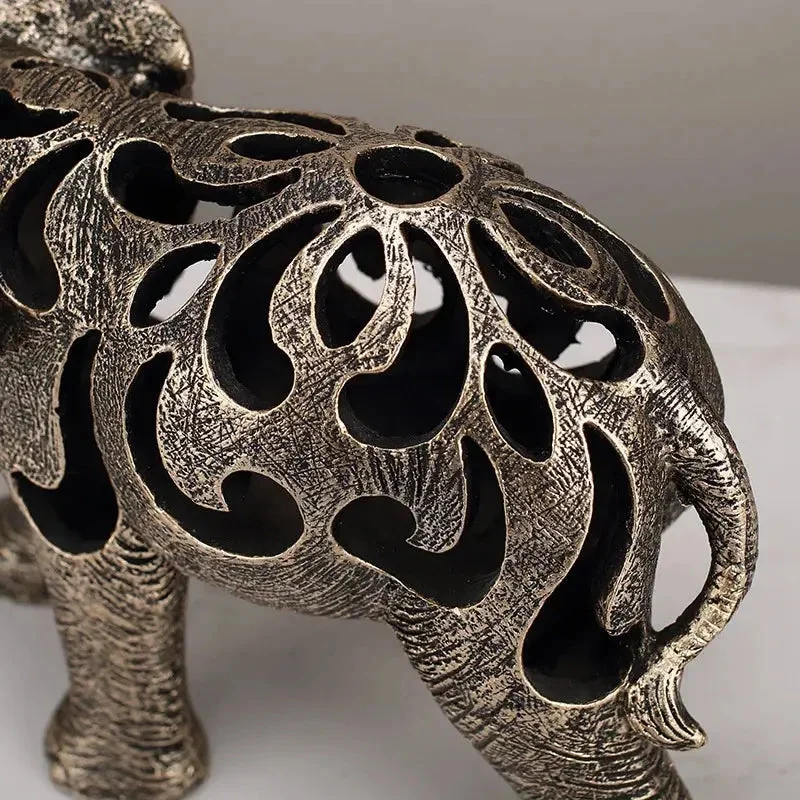 Escultura Elefante Oco em Resina - Estilo Retro
