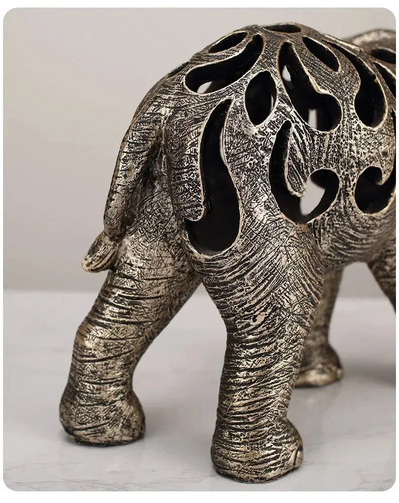 Escultura Elefante Oco em Resina - Estilo Retro