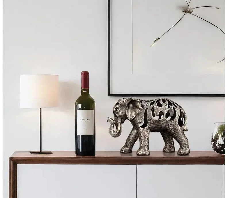 Escultura Elefante Oco em Resina - Estilo Retro