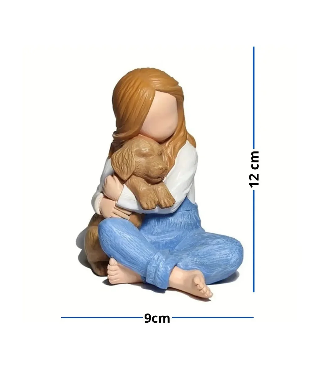 Escultura Menina e Golden Retriever