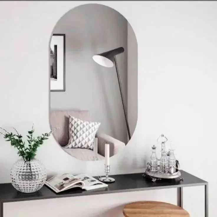Espelho Oval Orgânico com LED – Luz Quente e Fria