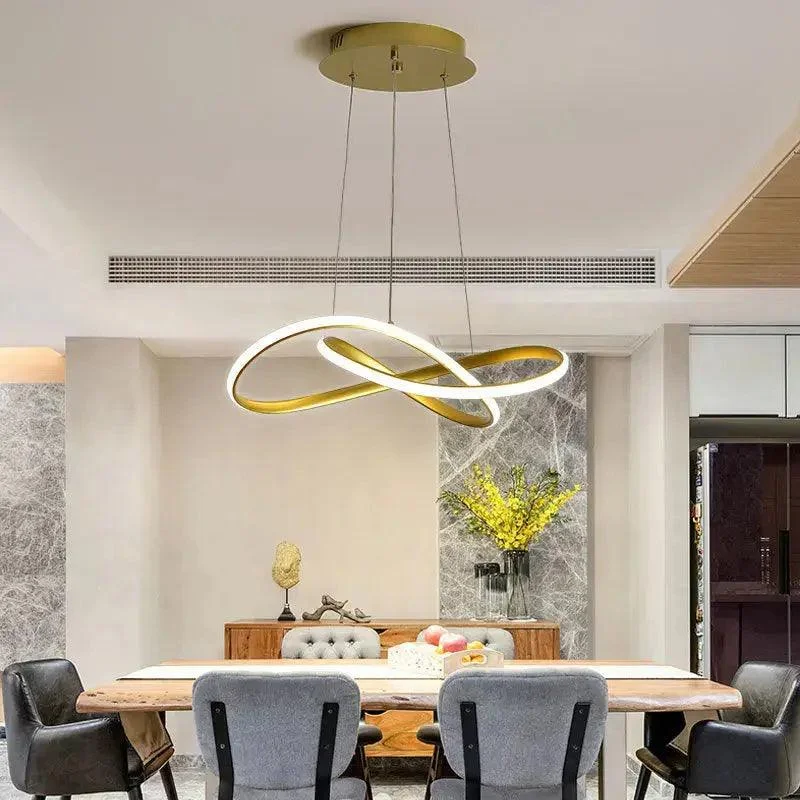 Lustre Circular Pendente Moderno Duplo em LED