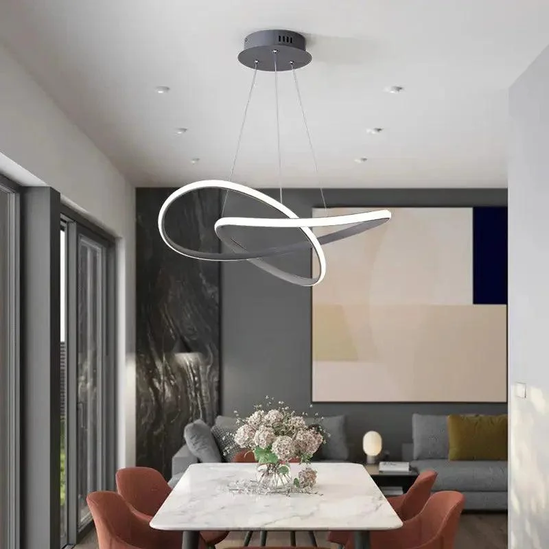 Lustre Circular Pendente Moderno Duplo em LED