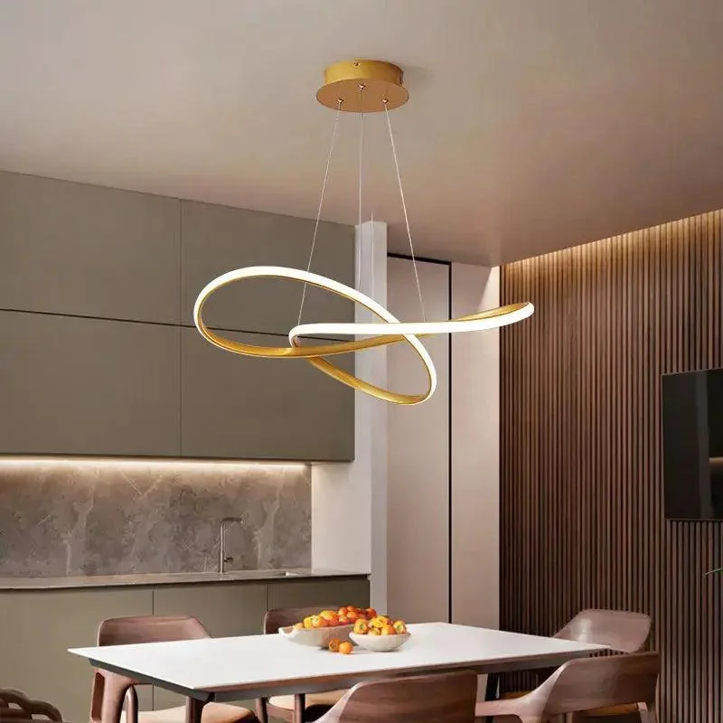 Lustre Circular Pendente Moderno Duplo em LED