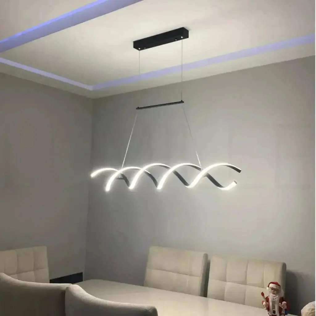 Pendente Led Lustre Preto/Dourado Para Sala de Jantar Decoração