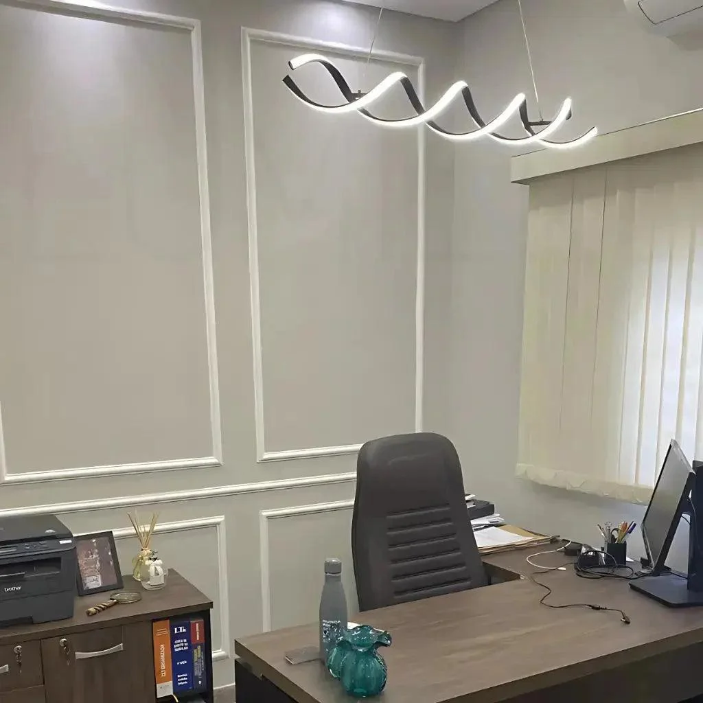 Pendente Led Lustre Preto/Dourado Para Sala de Jantar Decoração