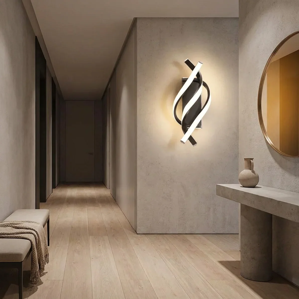 Arandela LED Minimalista Espiral Triplo Lines para Parede 24W Bivolt