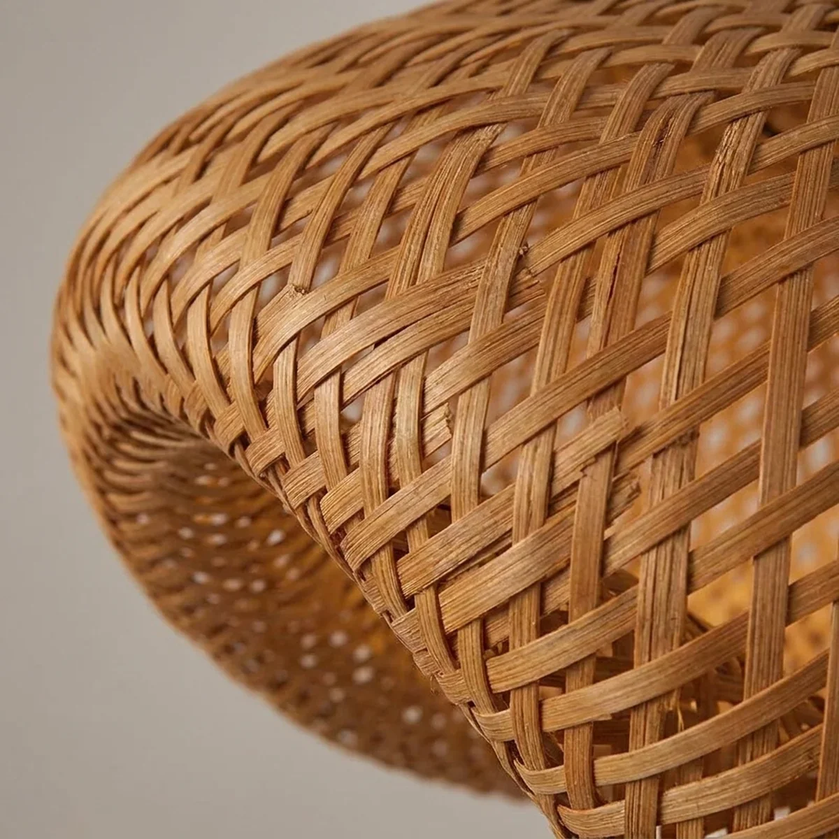 Lustre Pendente de Bambu Tianjin Lux Artesanal Soquete E27 Bivolt — detalhe