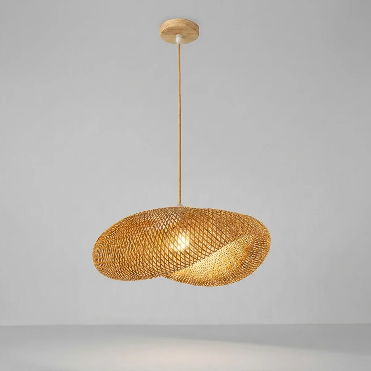 Lustre Pendente de Bambu Tianjin Lux Artesanal Soquete E27 Bivolt