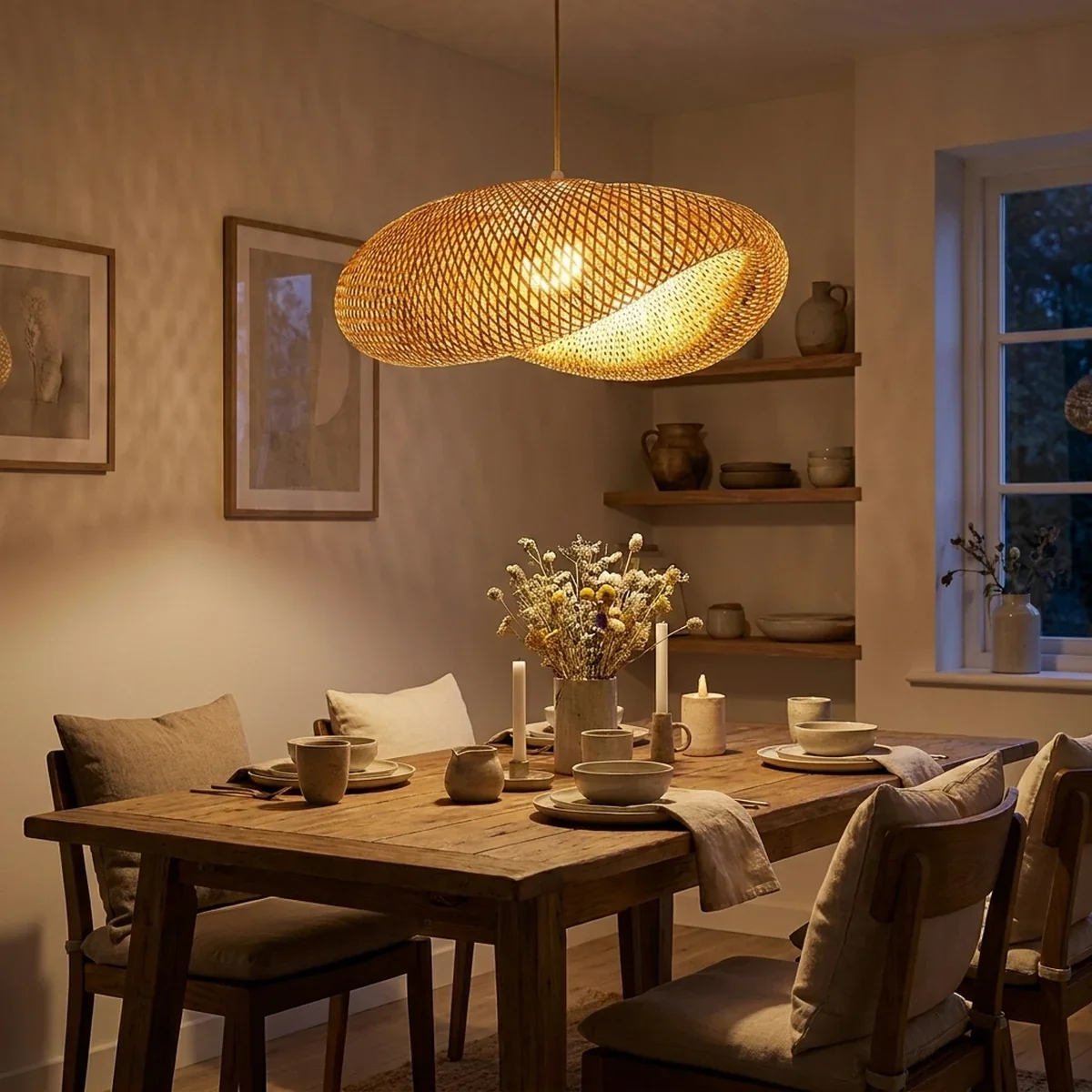 Lustre Pendente de Bambu Tianjin Lux Artesanal Soquete E27 Bivolt