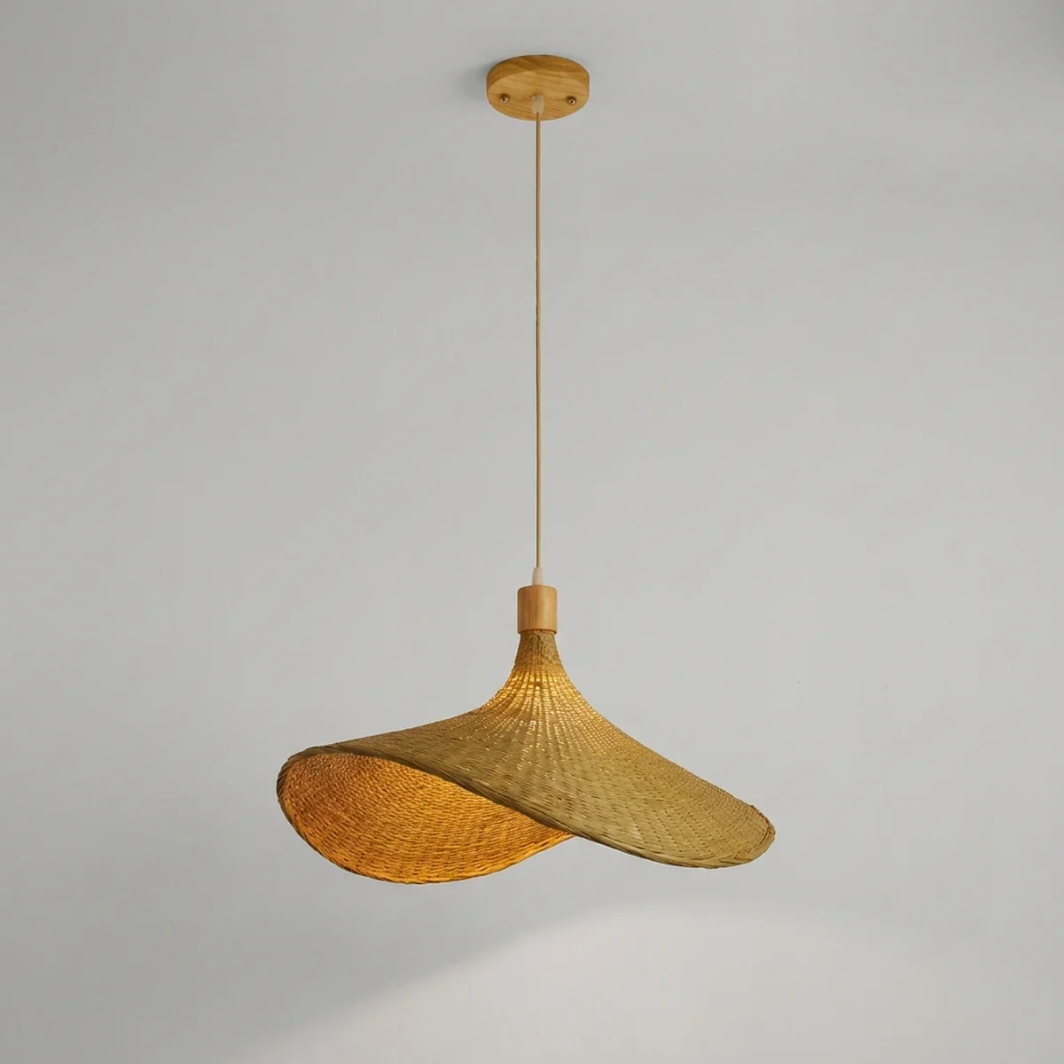 Lustre Pendente de Bambu Xian Lux Artesanal Soquete E27 Bivolt