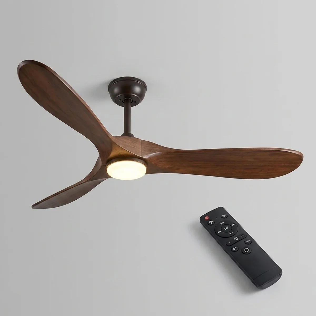 Ventilador de Teto SmartWood 150W com Controle Remoto e LED 3 Tons