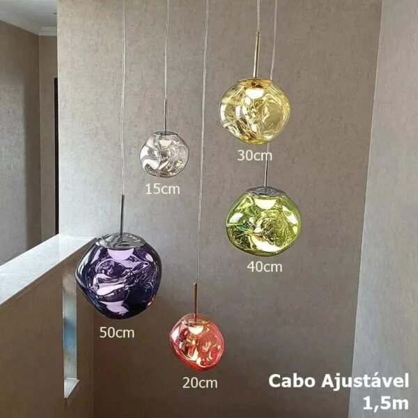 Alternative view of Conjunto Completo Lustre Pendente Moderno Luxuoso Lava Macaron Nórdico