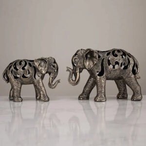 Escultura Elefante Oco em Resina - Estilo Retro