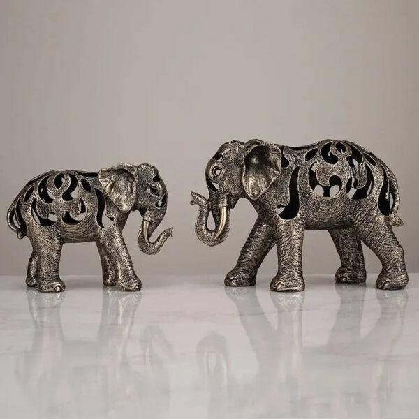 Escultura Elefante Oco em Resina - Estilo Retro