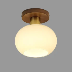 Luminária de Teto com Madeira e Vidro